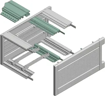 Profilati / Kit di profilati Profilati per bus in alluminio anodizzato in colore naturale, per il fissaggio di backplane standard