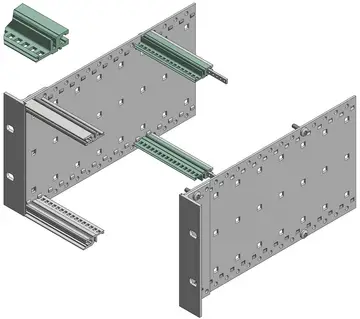 Profiles / profile sets Bus profiles, natural-coloured anodised aluminium, for indirect backplane fixing