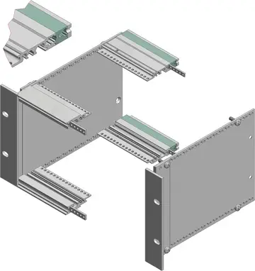 Profiles / profile sets Adapter profiles, natural-coloured anodised aluminium, for extending the insertion depth acc. to DIN EN 60603-2, types F, G, U, V