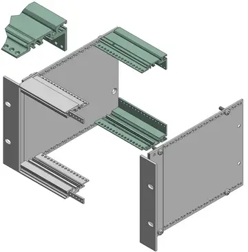 Profielen / profielsets Achterprofielen aluminium in natuurkleur geëloxeerd, voor stekerverbindingen conform DIN EN 60603-2 (vroeger DIN 41612)