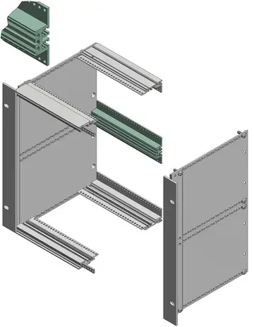 Profilati / Kit di profilati Profilati posteriori doppi, in alluminio anodizzato in colore naturale, per connettori a norma DIN EN 60603-2 (ex DIN 41612)