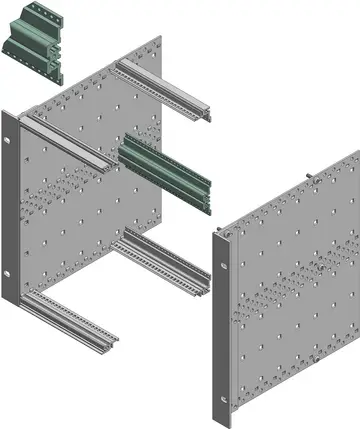 Profilati / Kit di profilati Profilati doppi per connettori, in alluminio anodizzato naturale, superfici di contatto conduttive, per connettori DIN EN 60603-2 (ex DIN 41612)