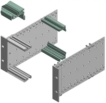 Perfiles Perfiles traseros para esfuerzos mecánicos elevados, de aluminio anodizado en color natural, superficies de contacto conductoras, sujeción mediante 2 taladros, para conectores según DIN EN 60603-2 (antes DIN 41612)