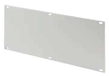 Front panel Part front panels, EMC, front natural-coloured anodised aluminium, passivated on rear with slot for EMC spring and pressed-in alignment pins