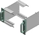 Flange 3 / 6 U, in alluminio anodizzato in colore naturale, per il montaggio su pannelli laterali di subrack dotate di fori per maniglie