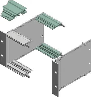 Profiles / profile sets Bus profiles, natural-coloured anodised aluminium, for indirect backplane fixing