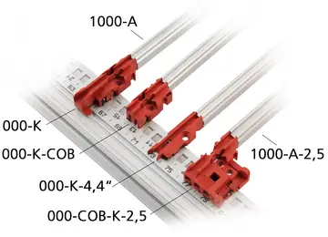 Card guides Individual components for universal card guide, plastic, UL 94 V0, red, card guide profiles of natural-coloured anodised aluminium