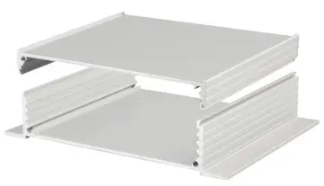 Caja con estribos para montaje mural Filotec Caja con superficie para teclado de membrana (1,5 mm) en una semicarcasa y estribos para montaje mural conformados en la otra