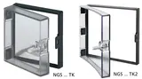 Crystal-clear front door, snap-on, with knob, polycarbonate