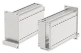 Interzoll PRO frame-type plug-in units, 3 U, natural-coloured anodised aluminium front panel, colourless passivated aluminium side profiles, galvanised steel cover plates, plain, galvanised steel rear panel with one slot, 3 U