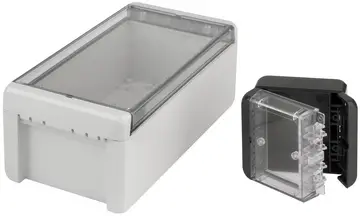 PC UL 94 V0, crystal-clear lid Enclosures, polycarbonate UL 94 V0, crystal-clear lid