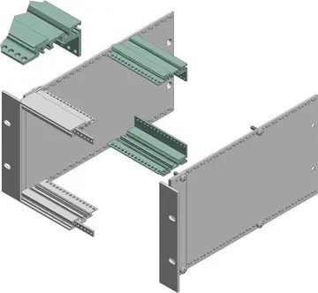 Profile / Profilsätze Rückprofile, Alu naturfarben eloxiert, für Steckverbinder nach DIN EN 60603-2 (vormals DIN 41612), mit integrierter Klemmleiste