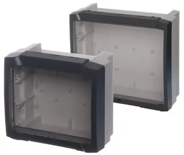 Enclosure with crystal-clear hinged lid High enclosure, with crystal-clear hinged lid, without terminal compartment, IP 66 / IP 68 – 1.2m (2 hrs.)