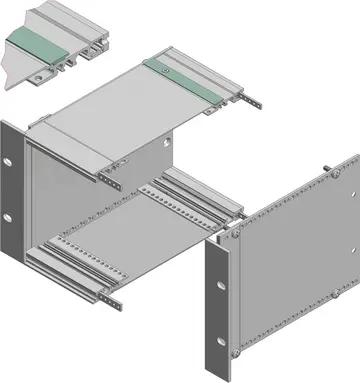 Profiles / profile sets Integrated clamp profiles, natural-coloured anodised aluminium, for fixing the ADG cover plates to the subrack