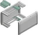 Aluminium bus profiles, natural-coloured anodised, for indirect fixing of backplanes