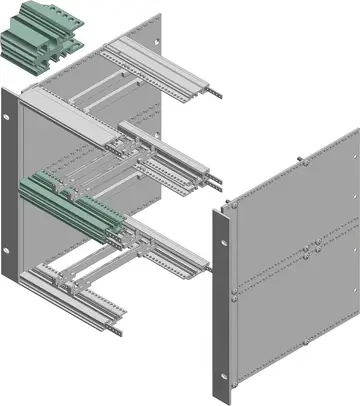 Profiles / profile sets Double snap profiles, natural-coloured anodised aluminium, for dividing a BGT 6 U into 2 x 3 U, snaps into PSD or PBD