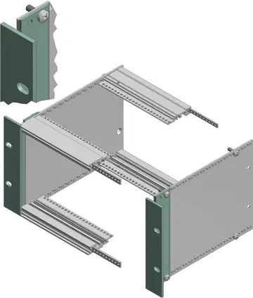 Profielen / profielsets Flenzen 3 / 6 HE, alu natuur geanodiseerd, voor montage met BGT-zijwanden